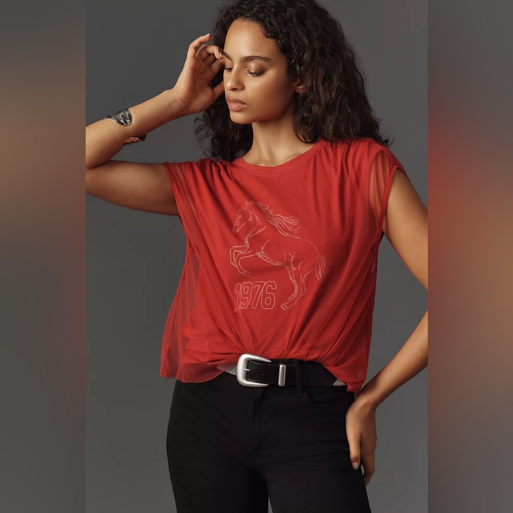 Anthropologie Red Graphic Tee